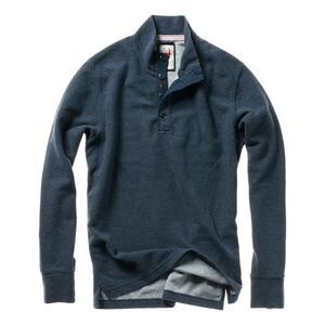 Relwen Micro Waffle Mock-Neck Sweater Blue/Heather Lg Americana Quiet Luxury EUC